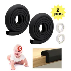 GENERICO - PROTECTOR DE BORDES ANTIGOLPE NEGRO PARA BEBES Y NIÑOS 2 PCS