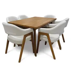 ALTO HOGAR - Juego de Comedor 6 Sillas Dinastia Crema Madera Tornillo