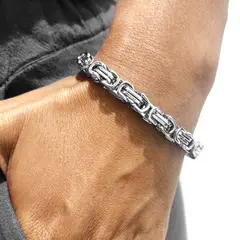 WATTACA - Pulsera Bizantina para hombre Acero Inoxidable Ajustable -