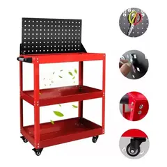 QUICK - Carro Tres Palets Herramienta Con Placa Trasera +10 Ganchos