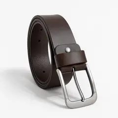 GENERICO - CORREA DE CUERO MARRON HEBILLA PESADA