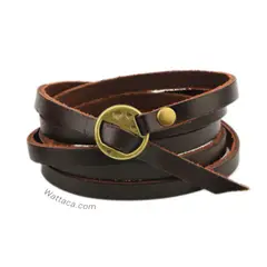 WATTACA - Pulsera Cuero Marrón Vueltas para hombre - Moda masculina