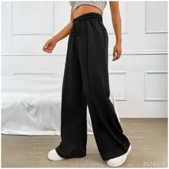 ROSUE - Pantalón Palazzo de Franela Ajustable Mujer