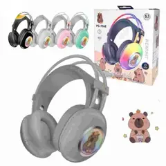 GENERICO - Audifono Inalambrico Bluetooth con rgb capibara-gris