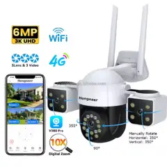 GENERICO - Cámara de seguridad inalámbrica IP PTZ V380 3 lentes WiFi CCTV