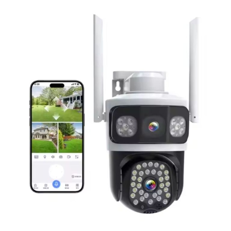 Cámara de doble lente inalámbrica exteriores CCTV Wifi.