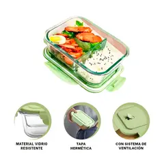 GENERICO - Pack4 Fiambrera de Vidrio para Alimentos con Tapa Verde