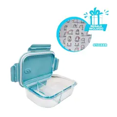 GENERICO - Pack12 Fiambrera para el Almuerzo Celeste Y+Regalo Stickers