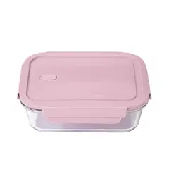 GENERICO - Taper Practico con 2 Divisiones Util con Tapa Rosado