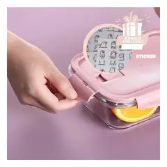 GENERICO - Pack12 Fiambrera para el Almuerzo Rosado Y+Regalo Stickers