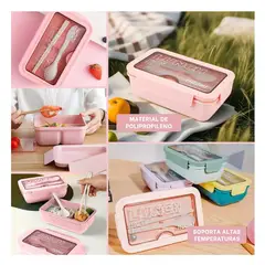 GENERICO - Pack4 Taper para Almuerzo Rosado Y+Banderitas Adhesivas