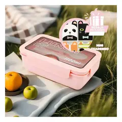 GENERICO - Pack12 Tupper con Utensilios Rosado Y+Regalo Agendita