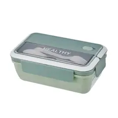 GENERICO - Taper Rectangular de Plastico con Cubiertos 1100ml Verde