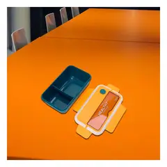 GENERICO - Pack12 Lonchera de Plastico para Colegio 1100ml Azul