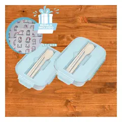 GENERICO - Pack6 Fiambrera para el Trabajo Celeste Y+Regalo Stickers