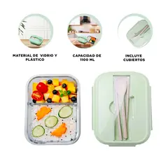 GENERICO - Pack2 Taper para Llevar Comida 2div Verde Y+Regalo Agendita