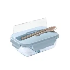 GENERICO - Pack2 Taper de Vidrio con Cubiertos para Colegio 2div Celest