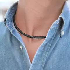 WATTACA - Collar de Cuero Trenzado 5mm para hombre - Cadenas
