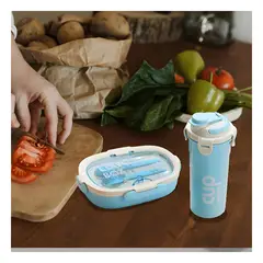 GENERICO - Pack12 Lonchera con Recipiente para Agua Celeste