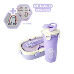 GENERICO - Taper y Recipiente para Bebidas Lila Y+Regalo Stickers