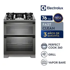 ELECTROLUX - Cocina con Doble Horno de 5 Quemadores con Triple Llama 76Cm FE5AD - Negro