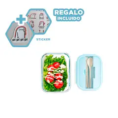 GENERICO - Taper de Vidrio para Oficina Celeste Y+Regalo Stickers