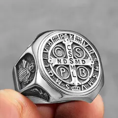 WATTACA - Anillo de Cruz San Benito Acero Premium 316L -