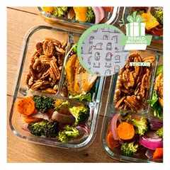 GENERICO - Pack12 Envase para Llevar Comida Verde Y+Regalo Stickers