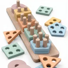 VATYERTY - Rompecabezas de aprendizaje de madera para clasificar y apilar
