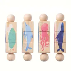 VATYERTY - Rompecabezas de madera con formas de animales para combinar y girar 2