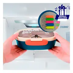 GENERICO - Pack12 Tupper para Alimentos Azul Mar Y+Banderitas Adhesivas