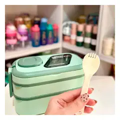 GENERICO - Pack2 Taper 2 Pisos Portatil en Verde Y+Banderitas Adhesivas