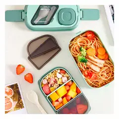 GENERICO - Pack2 Lonchera de 2 Pisos Plastica Verde Y+Ligas de Regalo