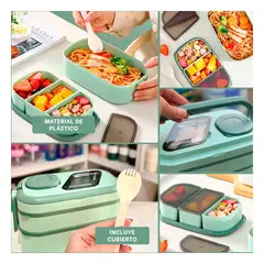 GENERICO - Pack4 Tupper 2 Pisos Desarmable en Verde Y+Papel de Regalo