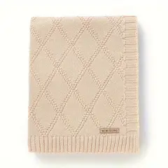 VATYERTY - Manta de Punto de Rombos Para Bebés - Rosa