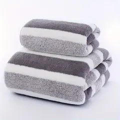 VATYERTY - Juego de 2 Toallas De Baño Con Rayas - Gris