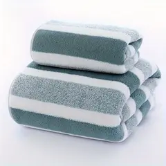 VATYERTY - Juego de 2 Toallas De Baño Con Rayas - Verdes