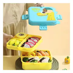 GENERICO - Pack12 Lonchera con Dibujo de Dinosaurios de 1600ml Celeste