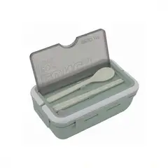 GENERICO - Taper de Plastico 850ml con Cubiertos en Color Verde