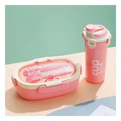 GENERICO - Pack12 Lonchera de Colegio con Recipiente de Agua Rosado