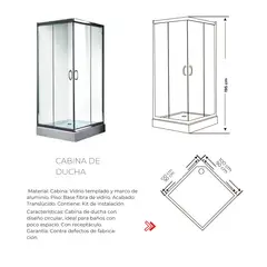 GENERICO - Cabina de Ducha Cuadrado Translúcidas más Base