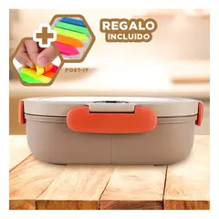 GENERICO - Pack12 Tupper para Alimentos Marron Y+Banderitas Adhesivas