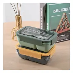 GENERICO - Pack2 Taper de Plastico 850ml con Cubiertos en Verde