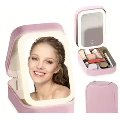 GENERICO - Joyero-Estuche de maquillaje con espejo luz led