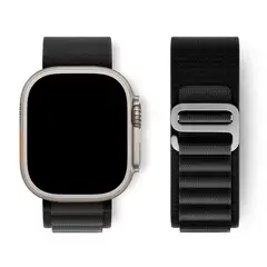 GENERICO - Correa de Nylon 49mm para Apple Watch Ultra 2 Hebilla plateada - Negro