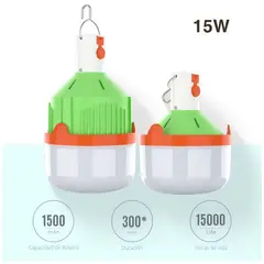 GENERICO - Pack 2 Foco Lampara Luz Led Recargable USB Interior Exterior 15W