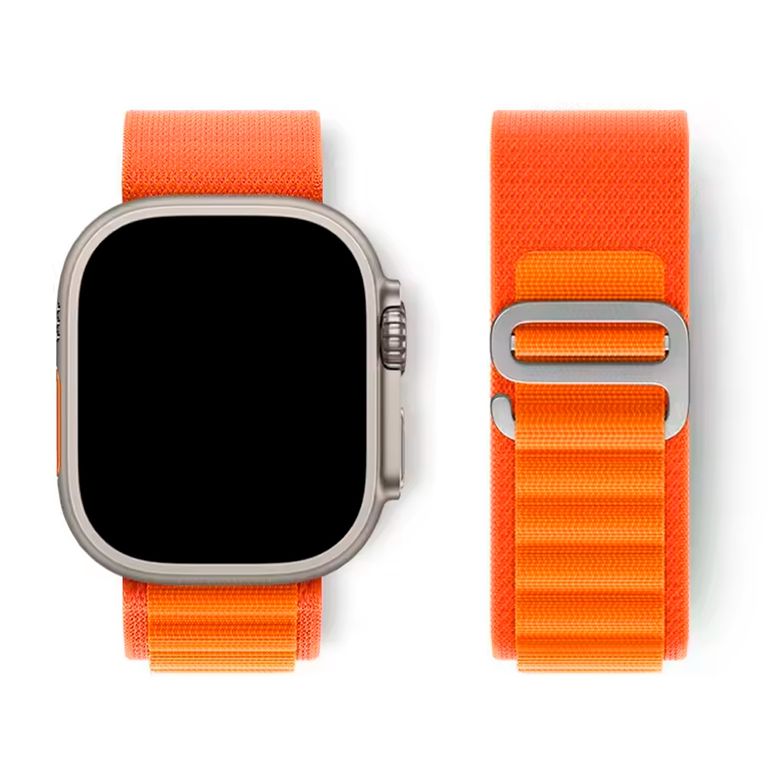Correa de Nylon 49mm para Apple Watch Ultra Hebilla Plateada - Naranja