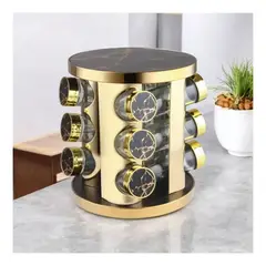 GRETAIL - Set De Condimentero Especiero Especies Cocina 12 Frascos Negro