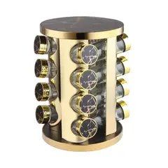 GRETAIL - Set De Condimentero Especiero Especies Cocina 16 Frascos Negro