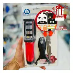 GENERICO - Set para Cocinar Tijera Pelador y Afilador Y+Regalo Agendita